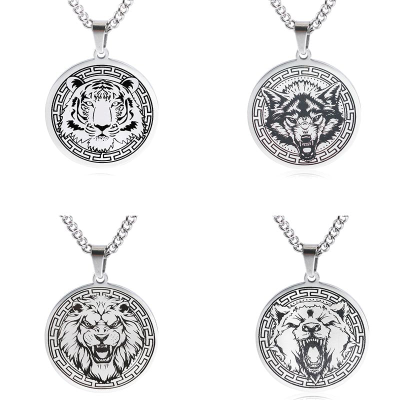Buddha Stones Animal Titanium Steel Chain Necklace Protection Pendant Necklaces & Pendants BS 15