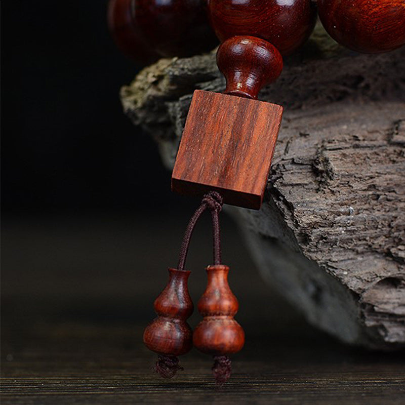 Buddha Stones Tibetan Small Leaf Red Sandalwood Relaxation Bracelet Bracelet BS 3