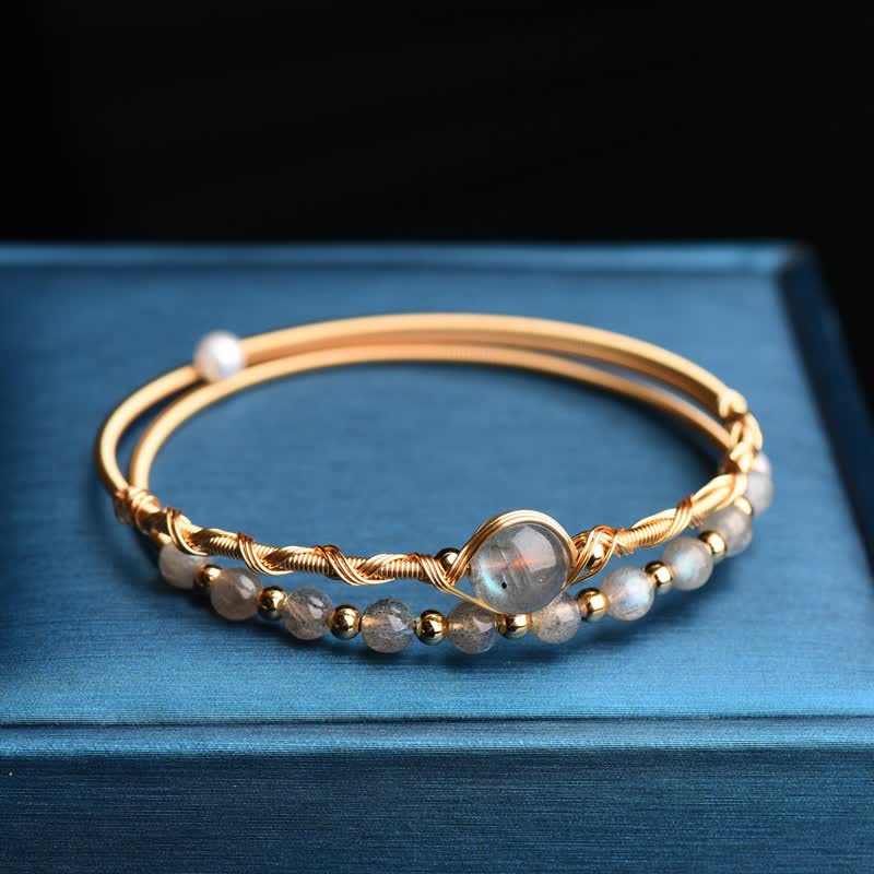 Buddha Stones Moonstone Healing Love Bracelet Bangle Bracelet Bangle BS 3