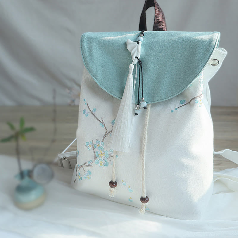 Buddha Stones Handmade Embroidered Large Capacity Canvas Backpack Backpack BS 19