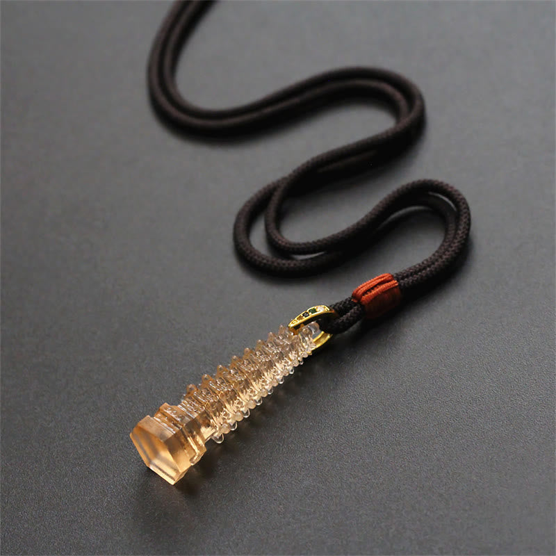 Buddha Stones Liuli Ancient Pagoda Wisdom Necklace Necklaces & Pendants BS 19