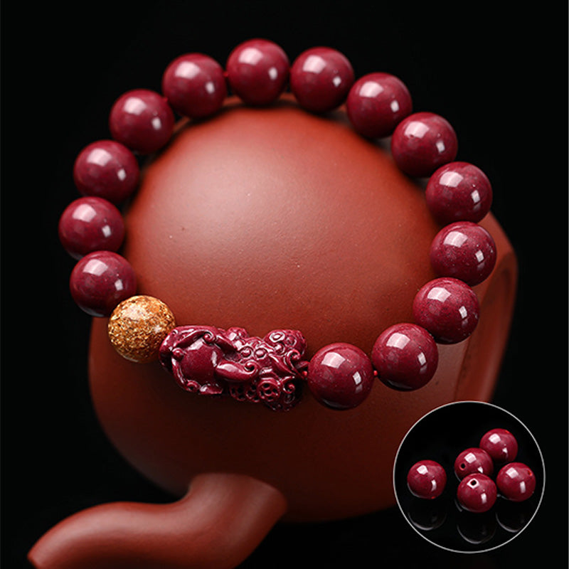 Bracelet calme Pixiu en cinabre tibétain Foviel