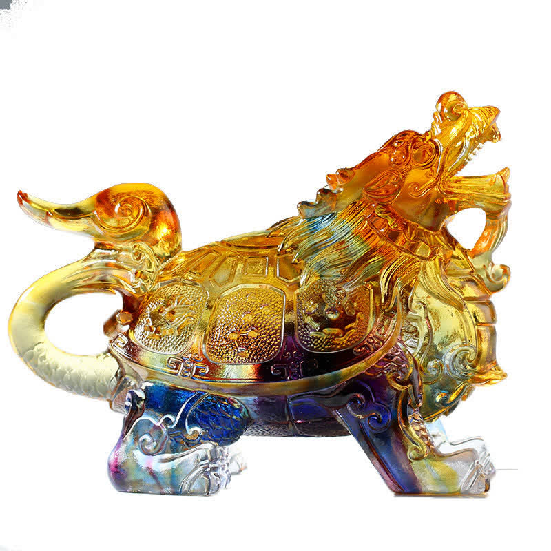 Buddha Stones Feng Shui Dragon Turtle Handmade Liuli Crystal Art Piece Home Office Decoration Decorations BS 4