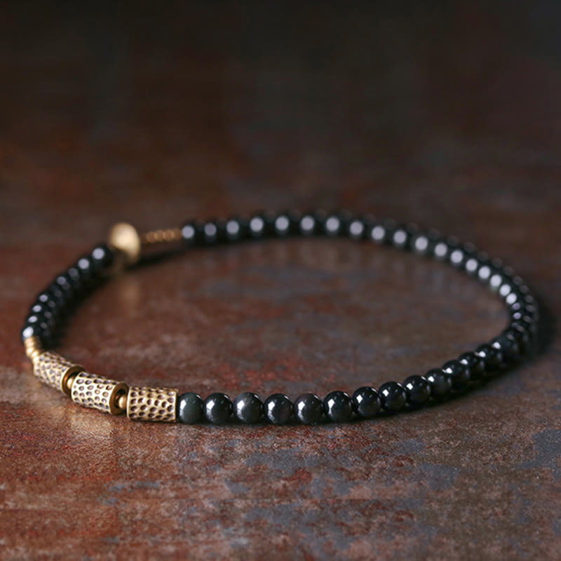 Buddha Stones Rainbow Obsidian Copper Love Double Wrap Bracelet Bracelet BS 7