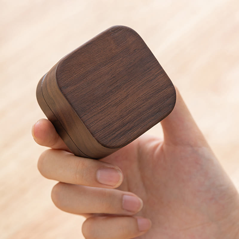Buddha Stones Retro Handmade Black Walnut Wood Ring Jewelry Storage Box Leaf Wooden Gift Box Jewelry Storage Box BS 2