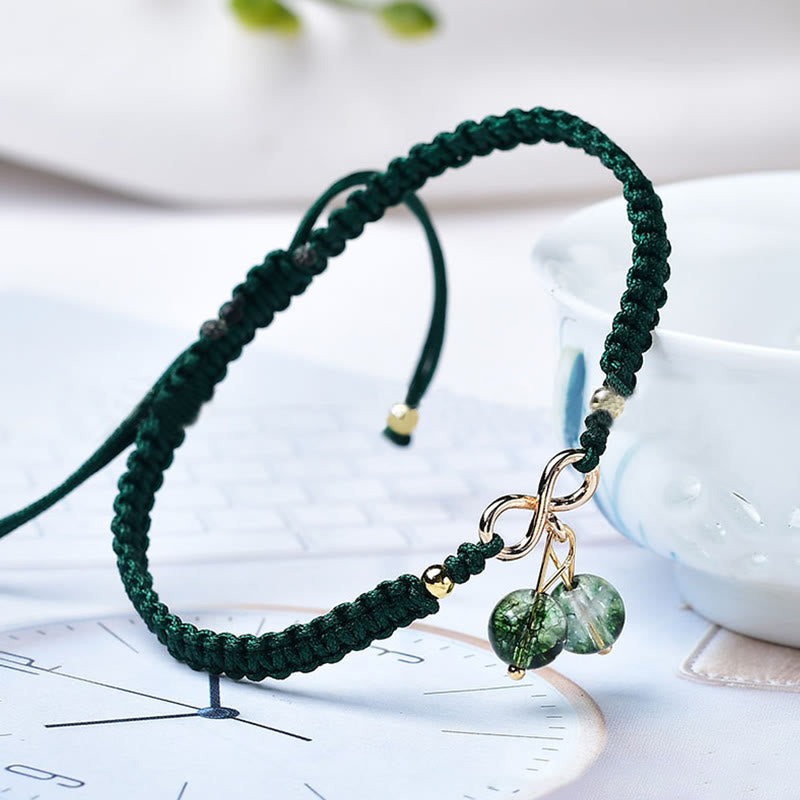 Buddha Stones Natural Strawberry Quartz Amethyst Green Phantom Bead Positive Bracelet Bracelet BS Green Phantom(Self-acceptance♥Confidence)(Bracelet Size 16+5cm)