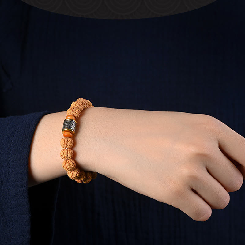 Buddha Stones Tibet Rudraksha Bodhi Seed Wealth Auspiciousness Bracelet Bracelet BS 7