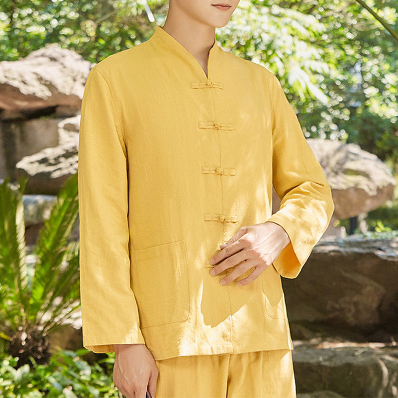 Buddha Stones Spiritual Zen Practice Yoga Meditation Prayer Clothing Cotton Linen Men's Set - Gold - US/UK/AU48,EU58 (6XL) - image 9