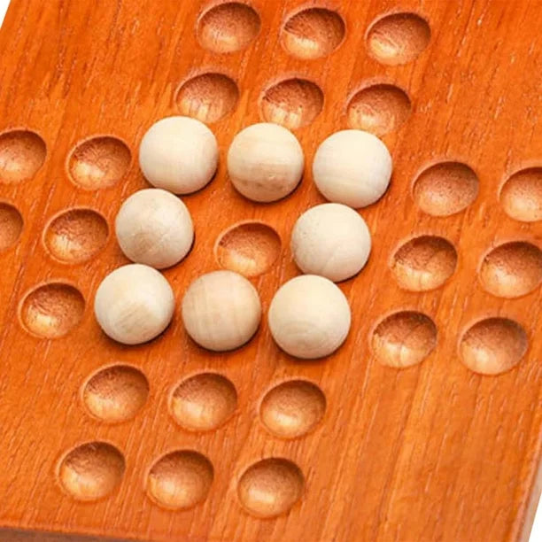 Fidtoy Wooden Bead Solitaire Chess Game – Brain Teaser and Puzzle Game for Kids