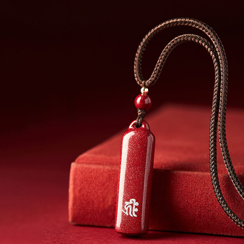 Buddha Stones Chinese Zodiac Cinnabar Amulet Protection String Necklace Pendant - image 0