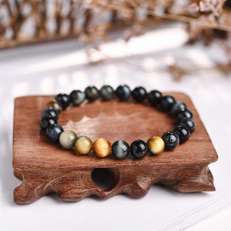 Buddha Stones Anxiety Stress Healing Crystal Tiger Eye Bead Bracelet Bracelet BS Dreamy Tiger Eye