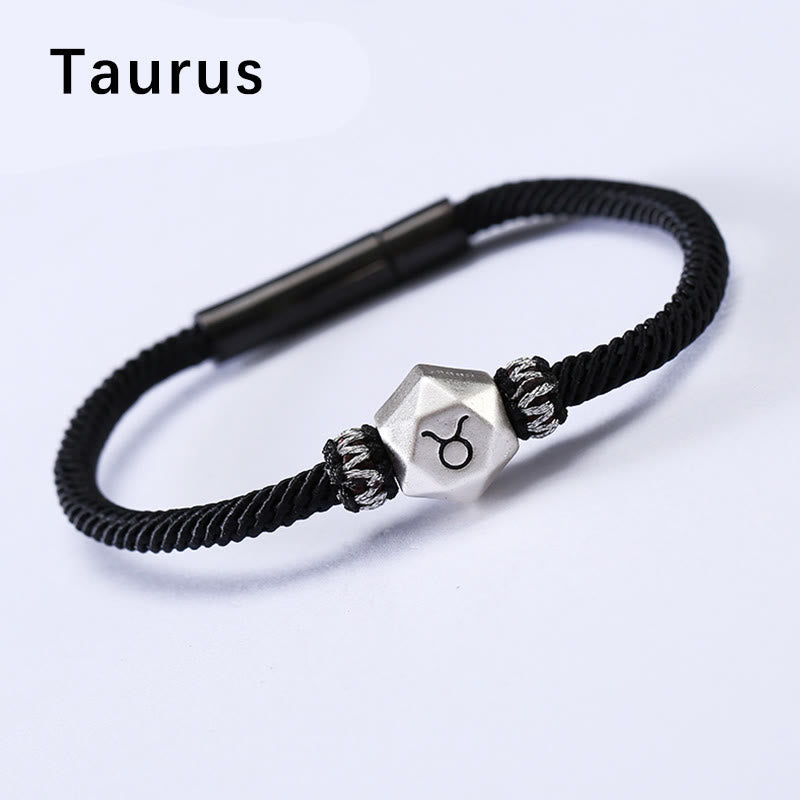 Buddha Stones 999 Sterling Silver 12 Constellations of the Zodiac Protection Handmade String Bracelet - Taurus - 19CM - image 3