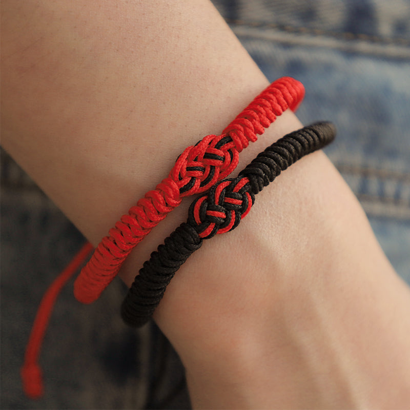 Foviel 2Pcs Tibetan Luck Chinese Knot Protection String Bracelet
