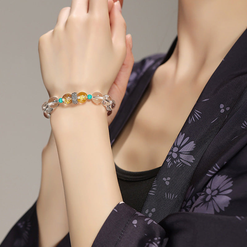 Buddha Stones 925 Sterling Silver Chinese Zodiac Natal Buddha Auspicious Groups White Crystal Hetian Jade Healing Bracelet Bracelet BS 11