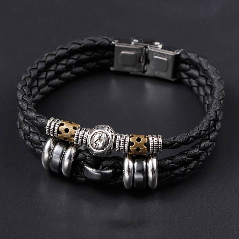 Buddha Stones 12 Constellations of the Zodiac Hematite Protection Bracelet Bracelet BS Pisces