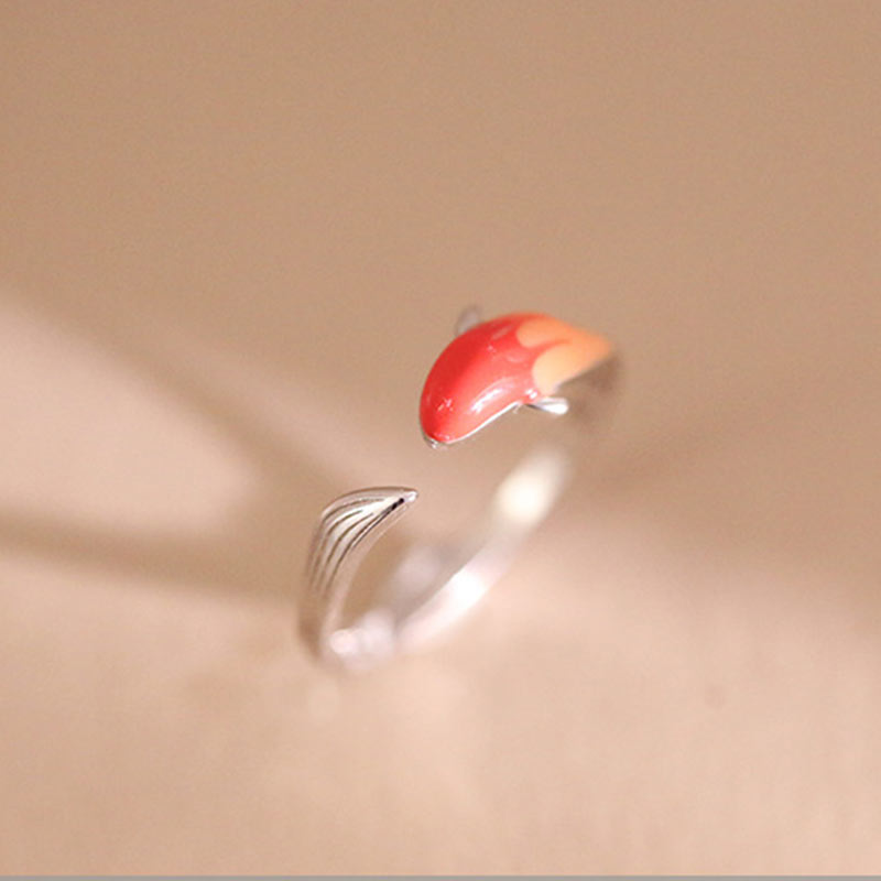 Buddha Stones Koi Fish Copper Balance Luck Adjustable Ring Rings BS 10