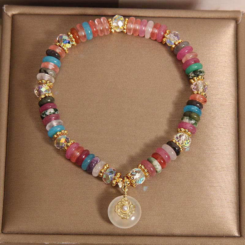Buddha Stones Various Crystal Peace Buckle Auspicious Bracelet Bracelet BS 5