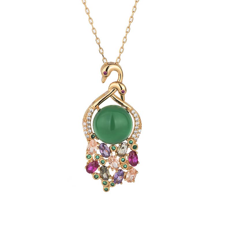 Buddha Stones Cyan Jade Success Necklace Chain Pendant Necklaces & Pendants BS 4