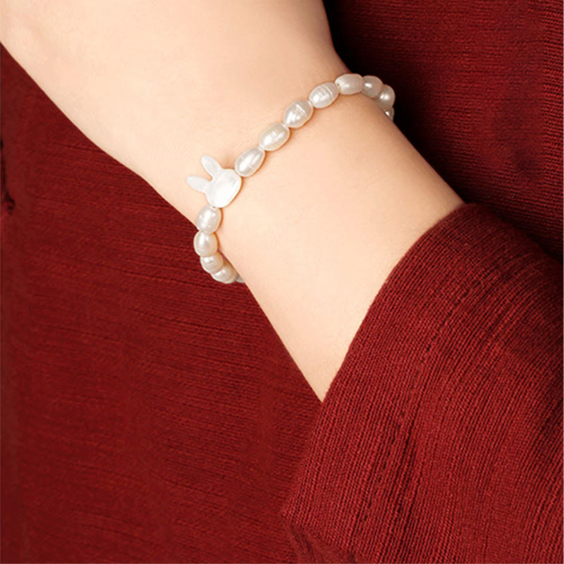 Buddha Stones Natural Pearl Cute Rabbit Sincerity Bracelet Bracelet BS 6