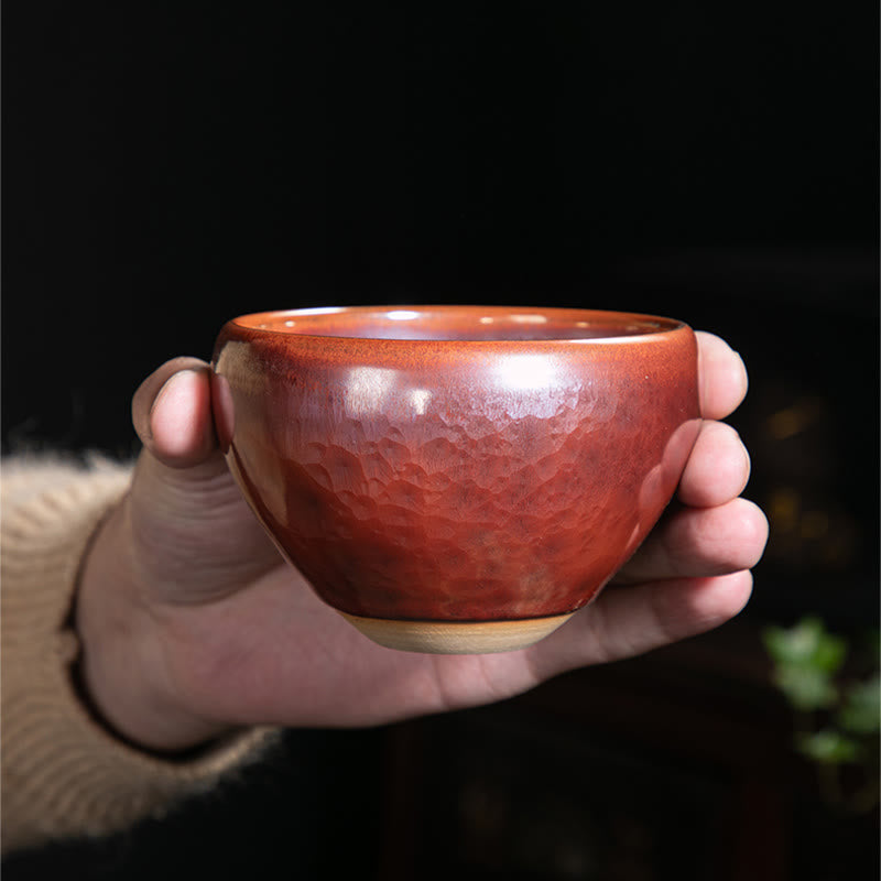 Buddha Stones Handmade Chinese Jianzhan Lotus Design Ceramic Teacup Kung Fu Tea Cup Jian Zhan Tea Cup BS 9