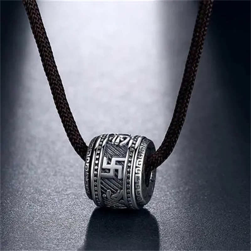 Buddha Stones Tibet Om Mani Padme Hum Protection Necklace Pendant Necklaces & Pendants BS Silver String