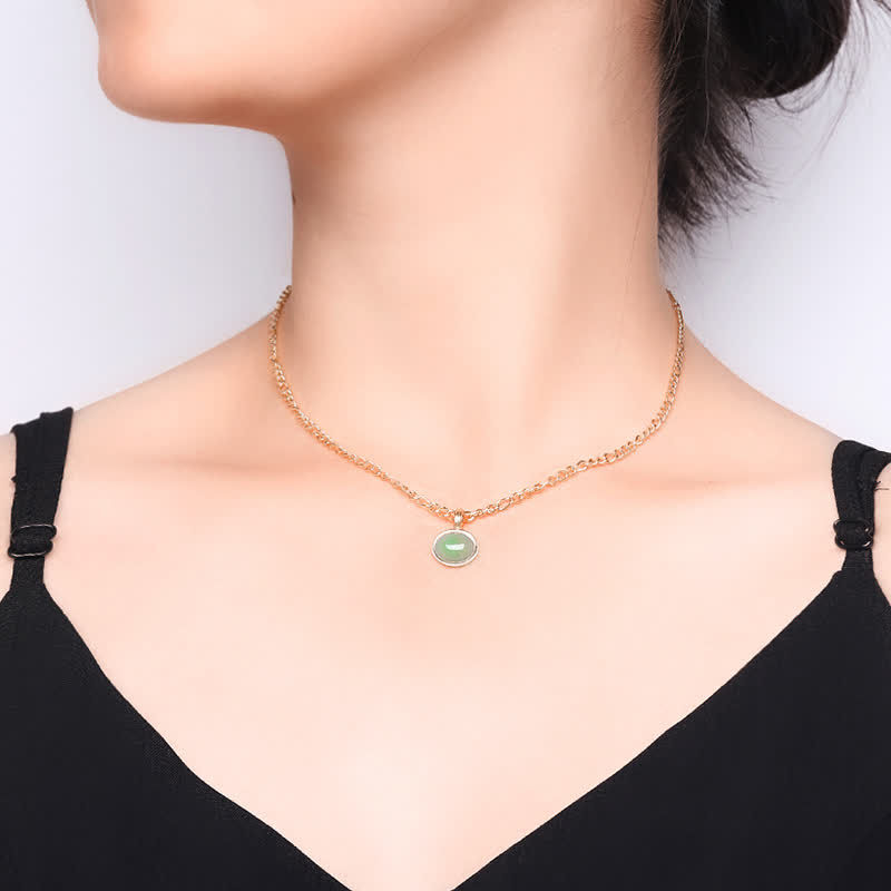 Buddha Stones Oval Turquoise Strength Titanium Steel Necklace Pendant Necklaces & Pendants BS 2