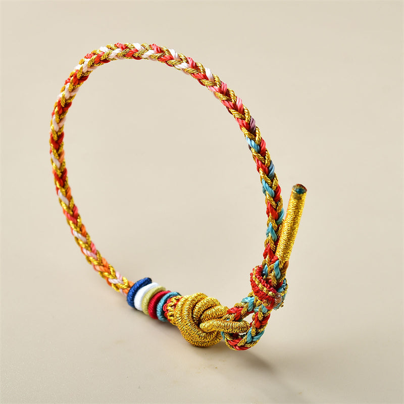 Buddha Stones Handcrafted Colorful Gold Healing Braid Rope Bracelet Bracelet BS 1