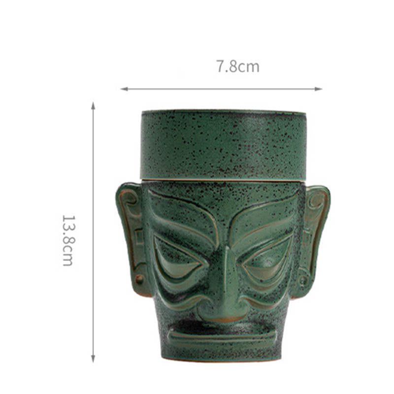 Buddha Stones Bronze Age Relics Sanxingdui Mask Three Star Mound Ceramic Healing Incense Burner Incense Burner BS 11