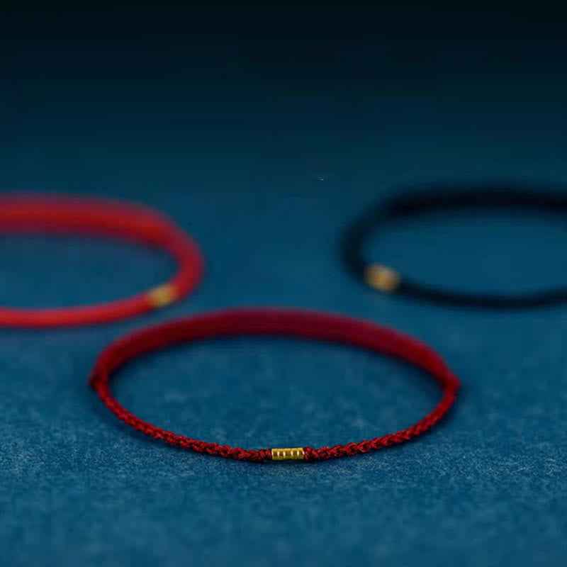 Bracelet ou chevillère Foviel en argent sterling 925 avec perle dorée porte-bonheur sur cordon tressé