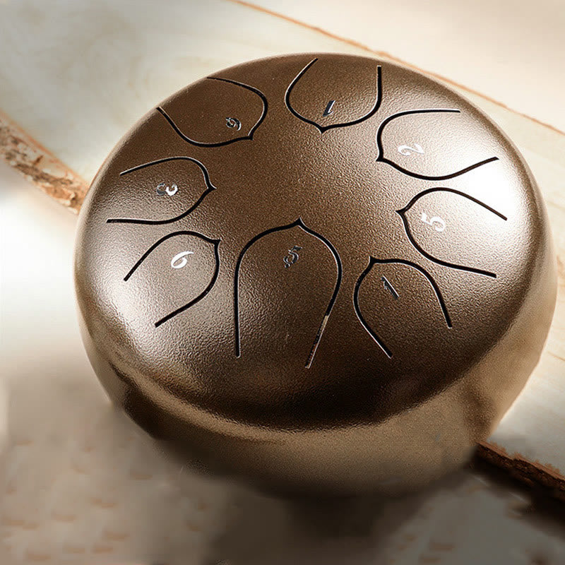 Buddha Stones Steel Tongue Drum Sound Healing Meditation Lotus Pattern Drum Kit 8 Note 6 Inch Percussion Instrument Tongue Drum BS 11