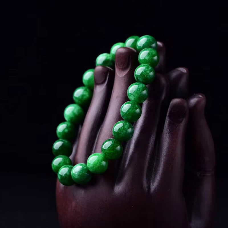Buddhastoneshop Cyan Jade Bead Calm Harmony Bracelet