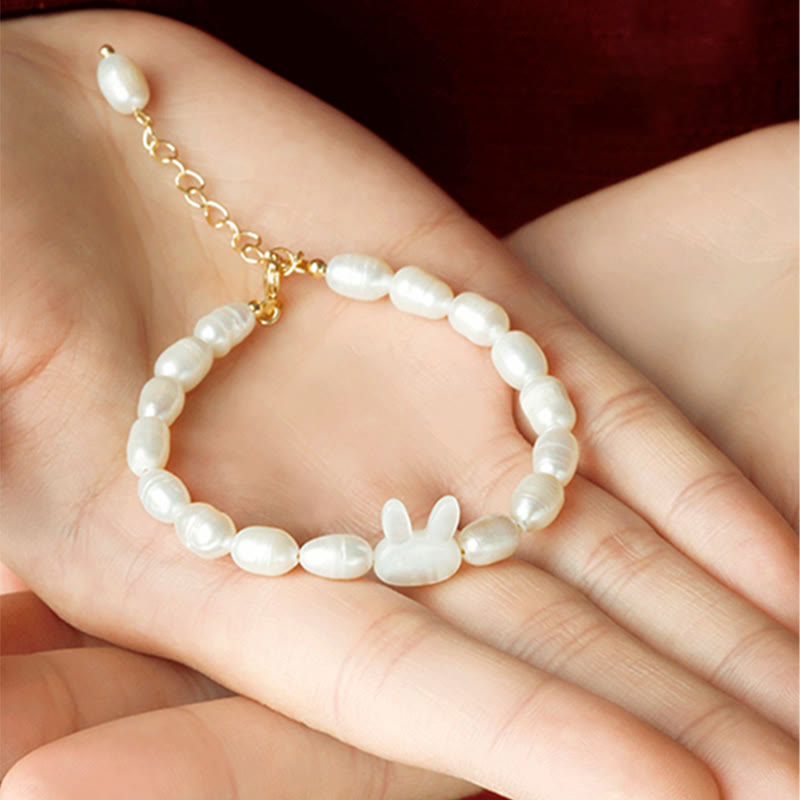 Buddha Stones Natural Pearl Cute Rabbit Sincerity Bracelet Bracelet BS 5