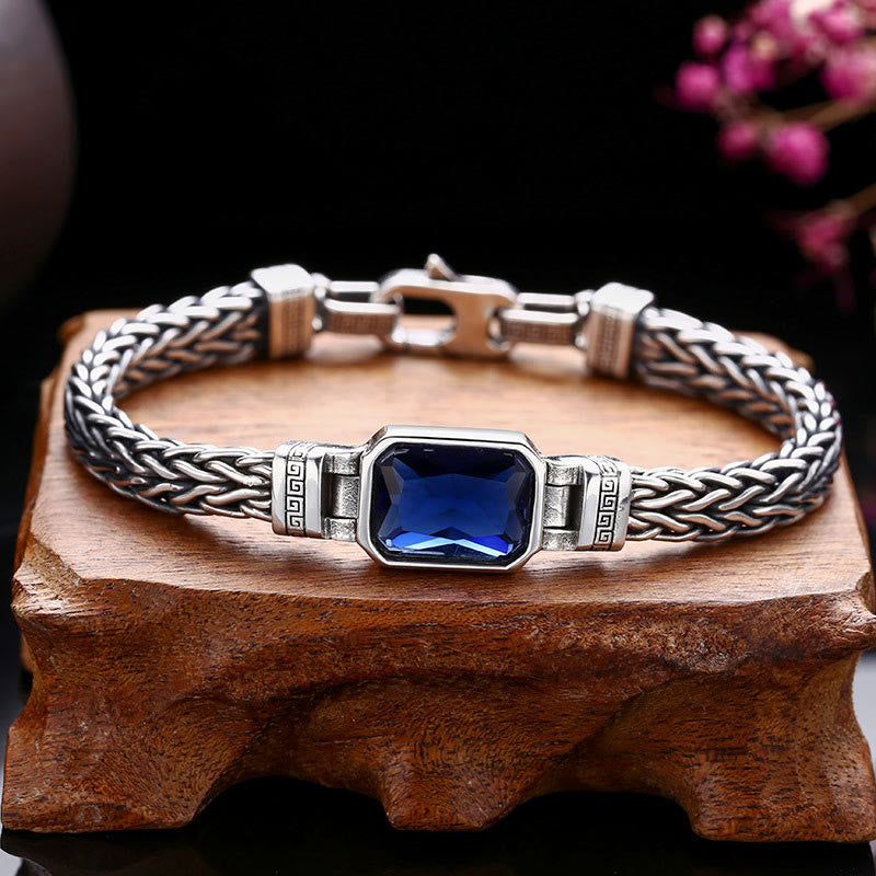 Buddha Stones Retro Blue Acrylic Dragon Keel Braided Design Healing Wealth Buckle Bracelet Bracelet BS 3