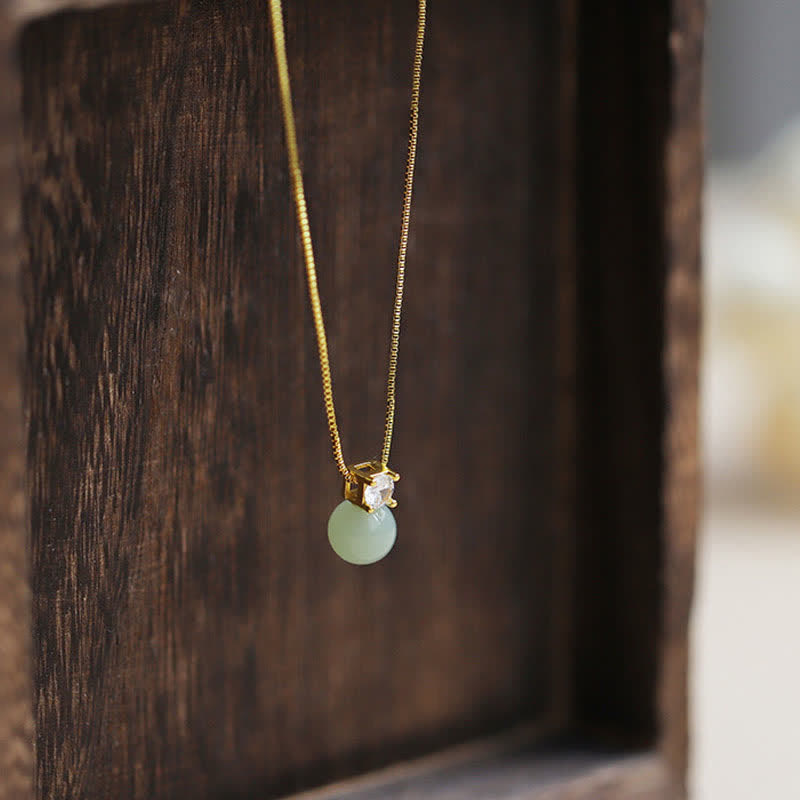 Buddha Stones Lucky Bead Jade Prosperity Chain Necklace Pendant Necklaces & Pendants BS 7