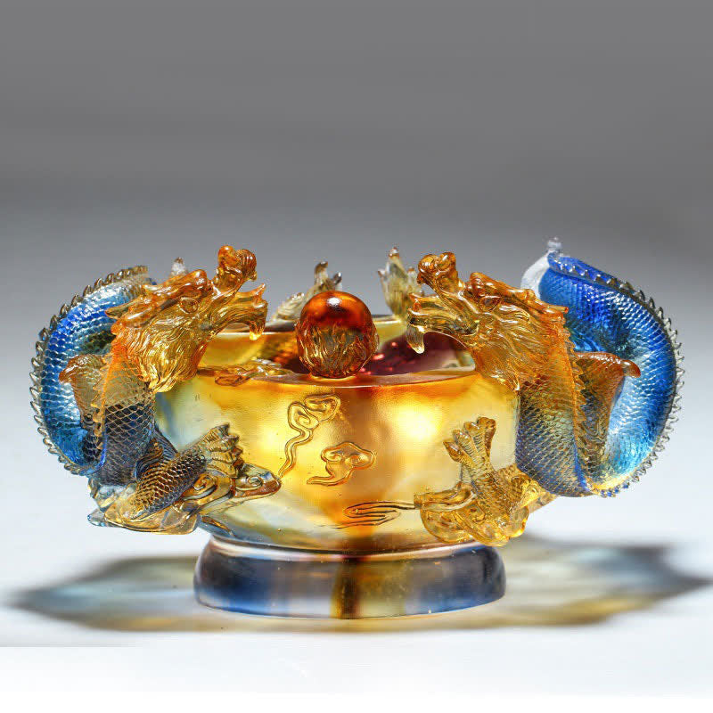 Buddha Stones Feng Shui Chinese Zodiac Dragon Handmade Liuli Crystal Art Piece Protection Home Office Decoration Decorations BS main