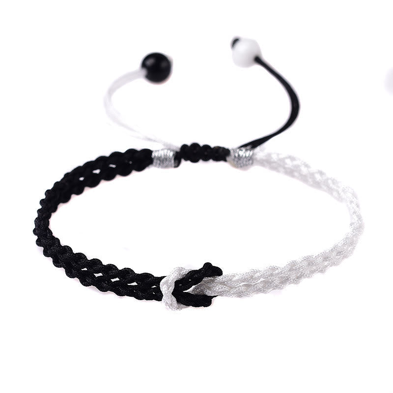 Buddha Stones Handmade Black White Rope Braided Healing Bracelet Bracelet BS 5