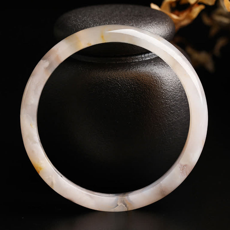 Buddha Stones Natural Sakura Agate Peace Bracelet Bangle Bracelet Cuff Bangle BS 1
