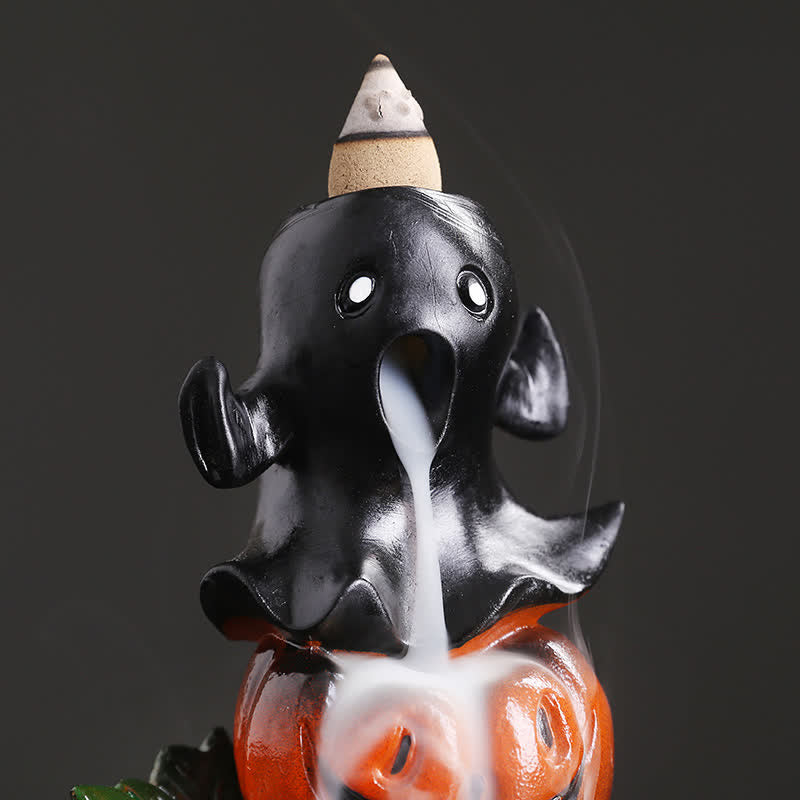 Buddha Stones Halloween Pumpkins Ghost Resin Backflow Smoke Fountain Incense Burner Decoration Incense Burner BS 1