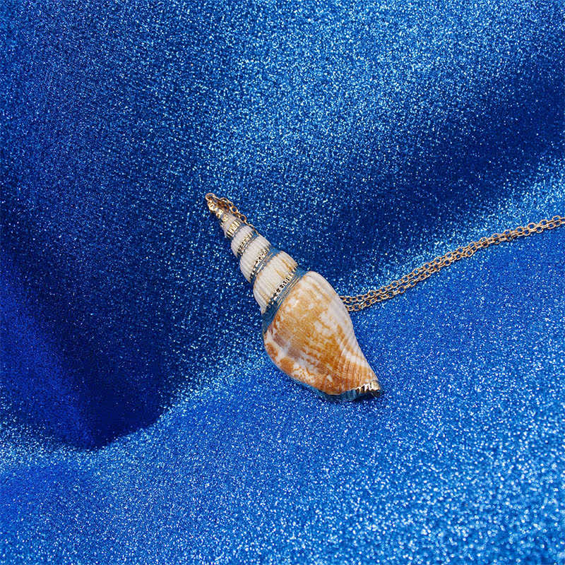 Buddha Stones Natural Shankha Conch Shell Seashell Lucky Necklace Pendant Necklaces & Pendants BS 18