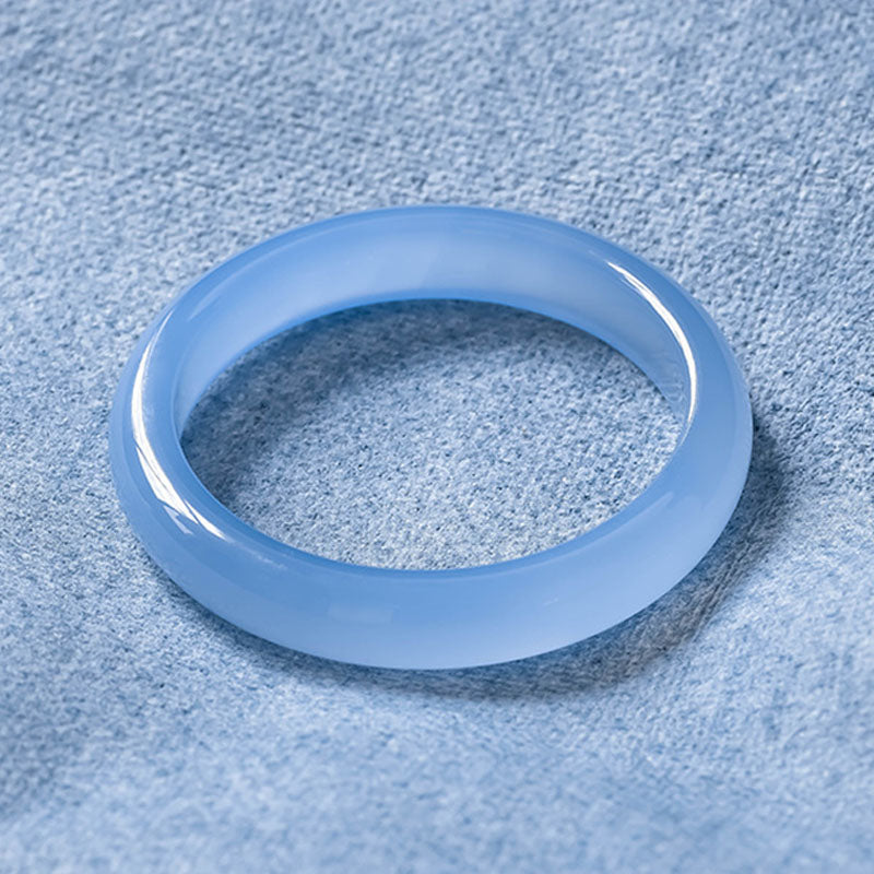 Buddha Stones Blue Chalcedony Emotional Balance Bracelet Bangle Bracelet Bangle BS 4