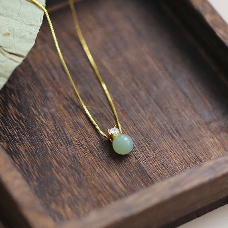 Buddha Stones Lucky Bead Jade Prosperity Chain Necklace Pendant Necklaces & Pendants BS Jade (Prosperity ♥ Abundance)