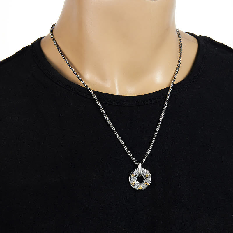 Buddha Stones Tibetan Om Mani Padme Hum Peace Buckle Creativity Necklace Pendant Necklaces & Pendants BS 6