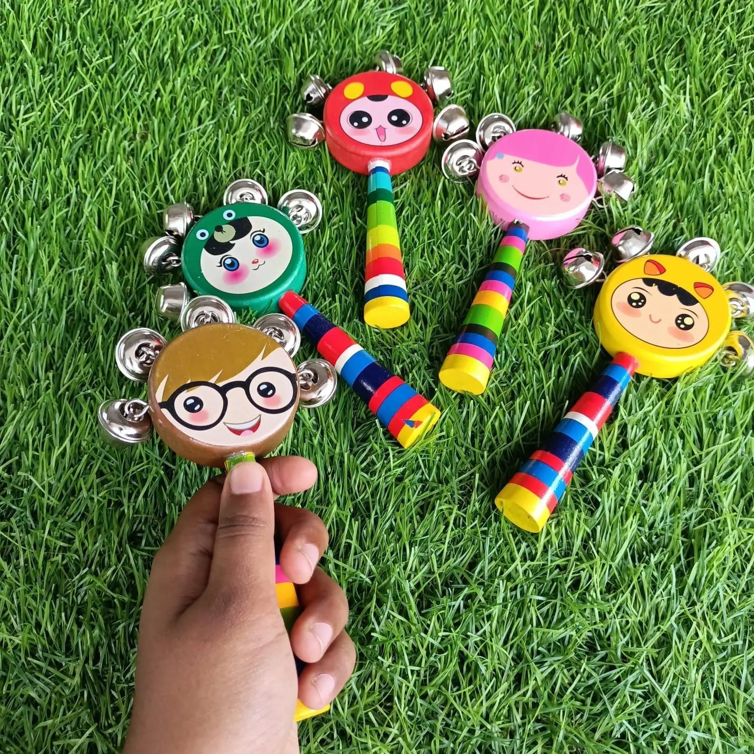 Face Kungroo Rattle | Wooden Face Rattle Toys - 1pc