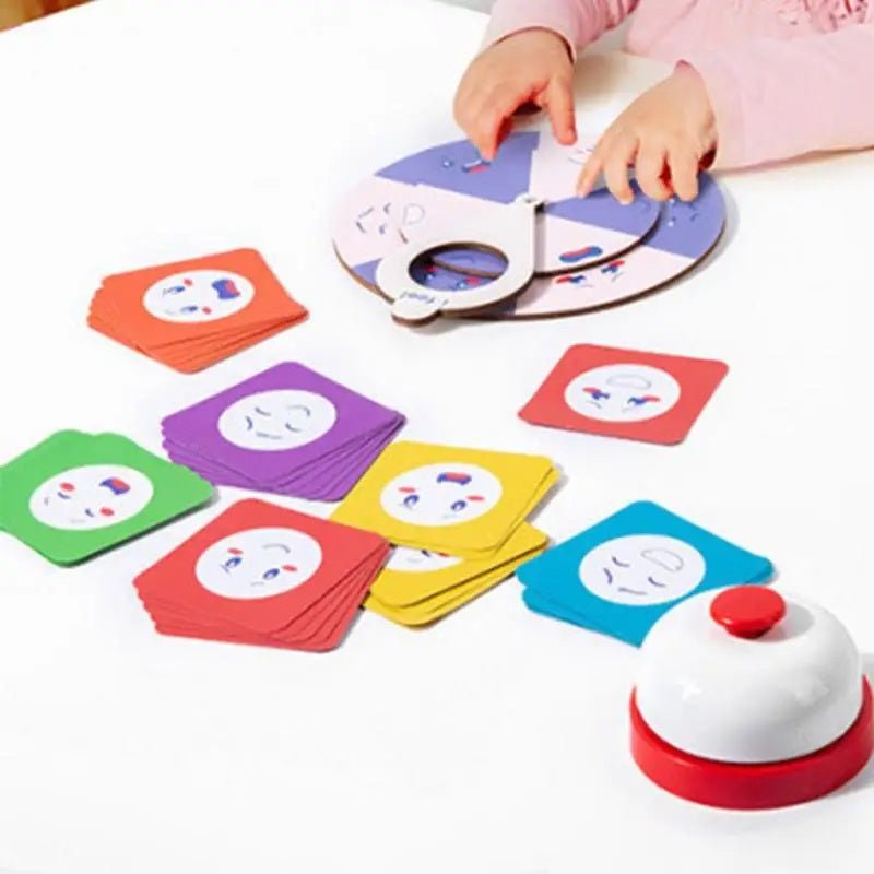 Family Fun Puzzle Game Wooden Facial Expression Spinners Hand-Eye Coordination Challenge Interactive Toy Board Table Game Gift For Kids