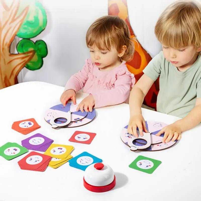 Family Fun Puzzle Game Wooden Facial Expression Spinners Hand-Eye Coordination Challenge Interactive Toy Board Table Game Gift For Kids