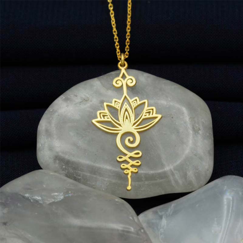 Buddha Stones Lotus Luck Wealth Necklace Pendant Necklaces & Pendants BS Gold