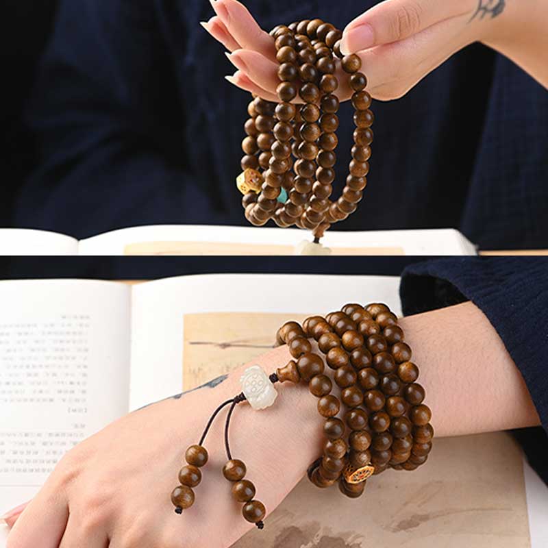 Buddha Stones Tibetan Rosewood Protection Calm Bracelet Mala Mala Bracelet BS 19