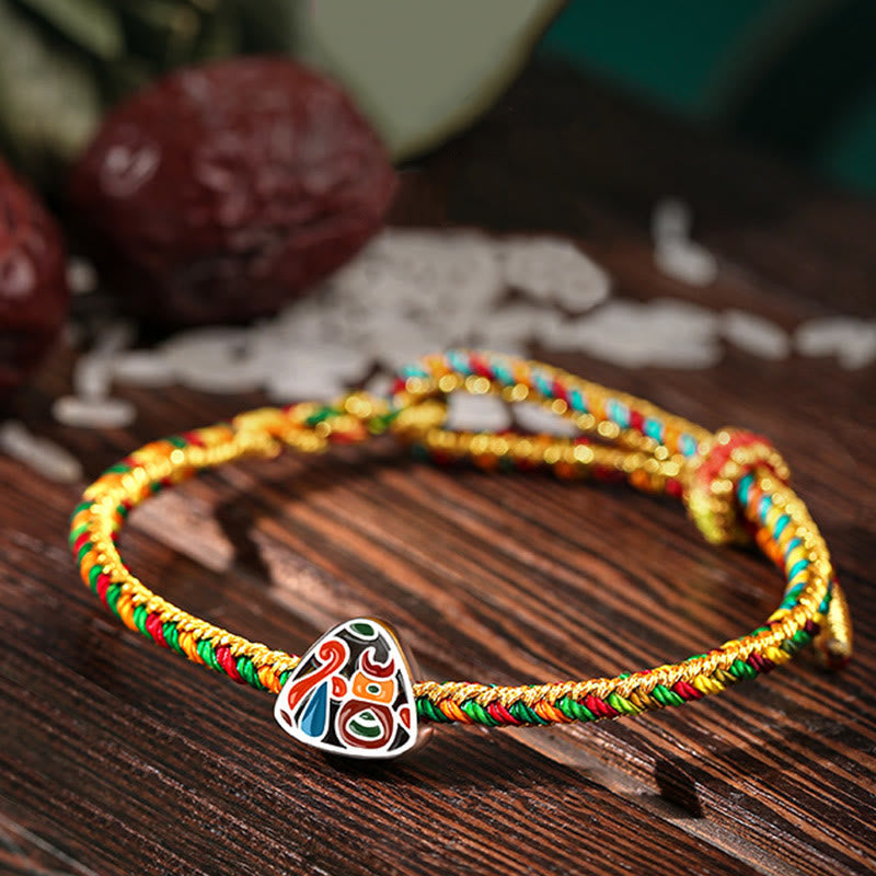 Buddha Stones 925 Sterling Silver Dragon Boat Festival Fu Character Zongzi Pattern Luck Handmade Multicolored Child Adult Bracelet Bracelet BS 2