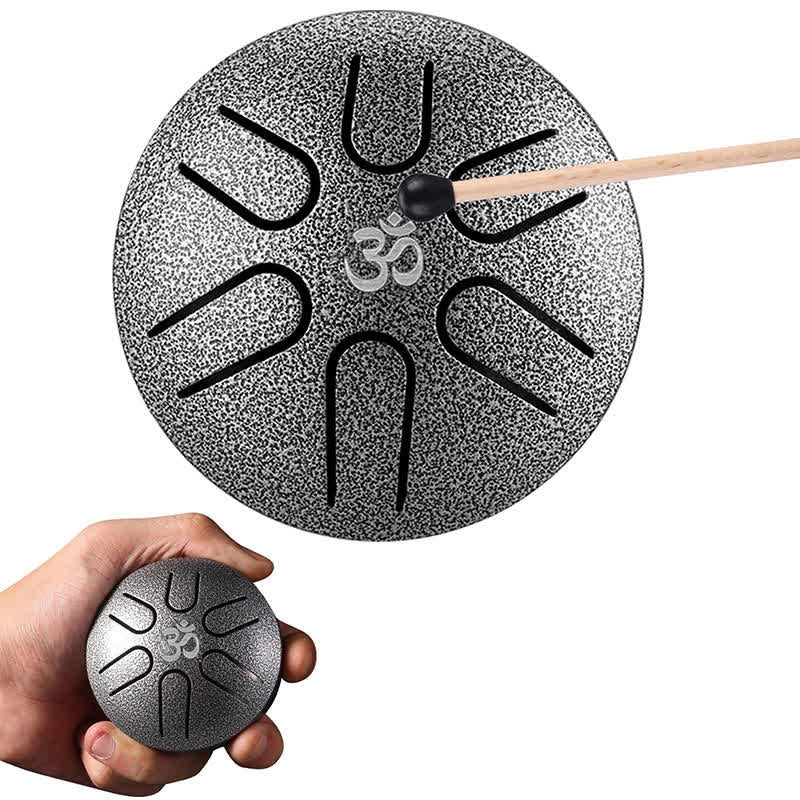 Buddha Stones Mini Steel Tongue Drum 3 Inch Sound Healing Drum Kit Drum Kit BS Silver