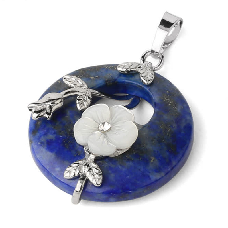 Buddha Stones Various Crystal Amethyst Green Aventurine Flower Healing Necklace Pendant Necklaces & Pendants BS Lazurite